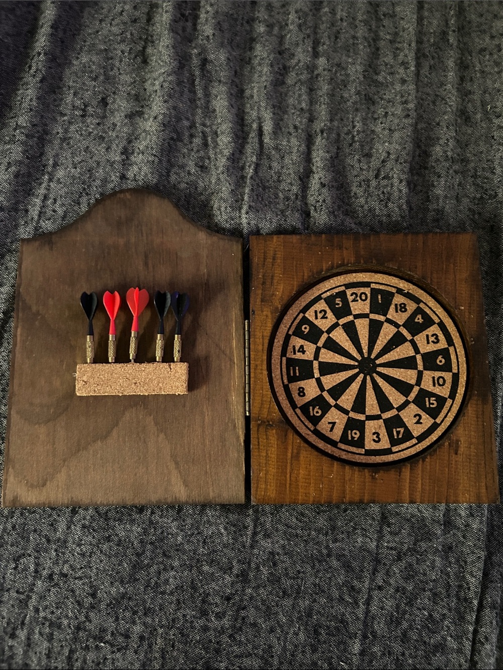 Mini antique Wooden Dartboard set